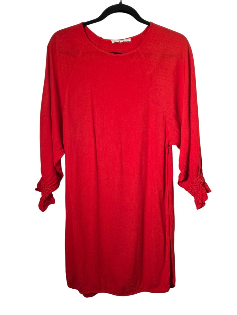 Maje Bright Red Long-Sleeve Ruffle Cuff Dress - Picture 2 of 8